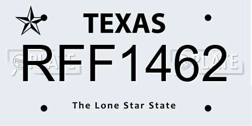 RFF1462 Texas License Plate