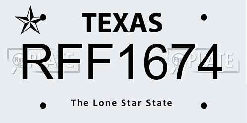 RFF1674 Texas License Plate