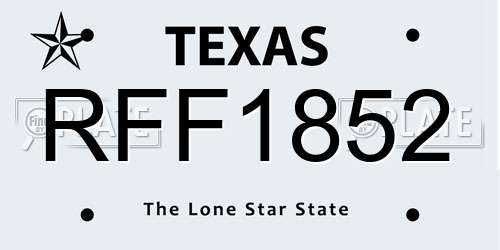 RFF1852 Texas License Plate