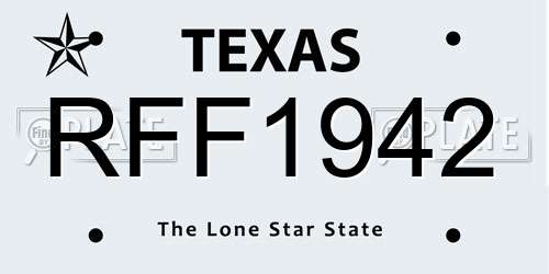 RFF1942 Texas License Plate