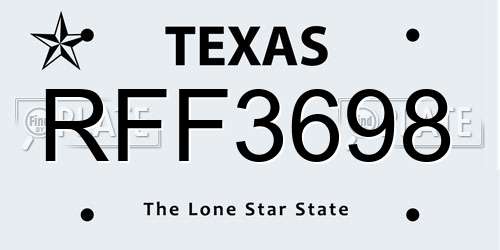 RFF3698 Texas License Plate