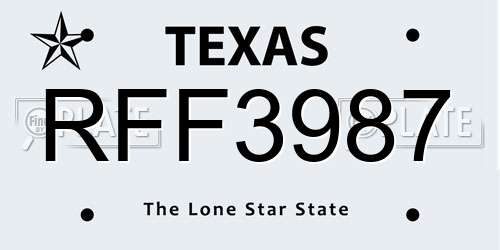 RFF3987 Texas License Plate