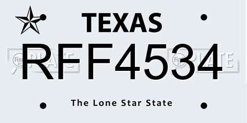 RFF4534 Texas License Plate