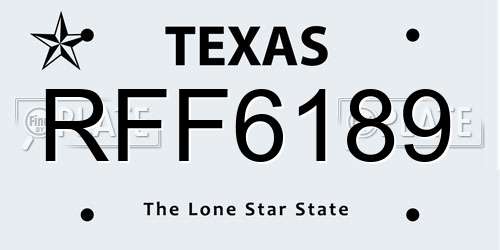 RFF6189 Texas License Plate