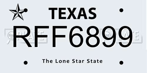 RFF6899 Texas License Plate