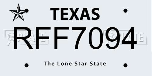 RFF7094 Texas License Plate