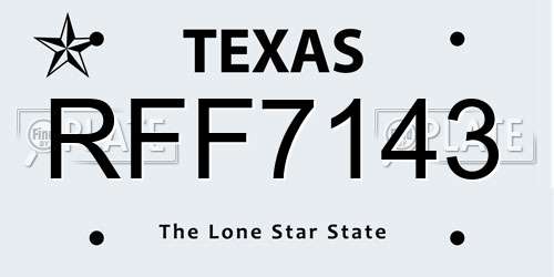 RFF7143 Texas License Plate