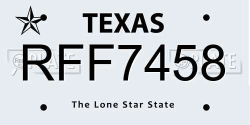 RFF7458 Texas License Plate