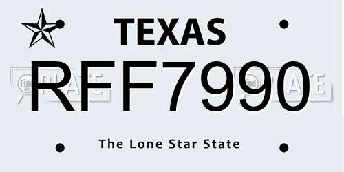 RFF7990 Texas License Plate