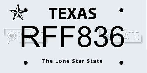 RFF836 Texas License Plate