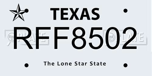 RFF8502 Texas License Plate