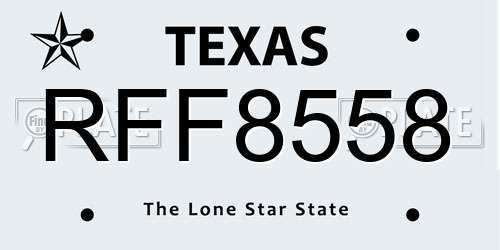 RFF8558 Texas License Plate