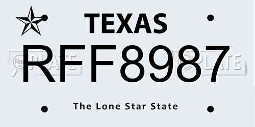 RFF8987 Texas License Plate