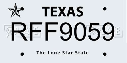 RFF9059 Texas License Plate