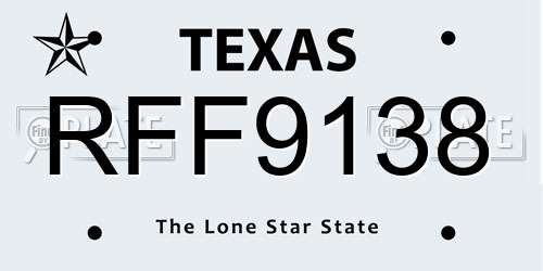 RFF9138 Texas License Plate