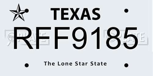 RFF9185 Texas License Plate