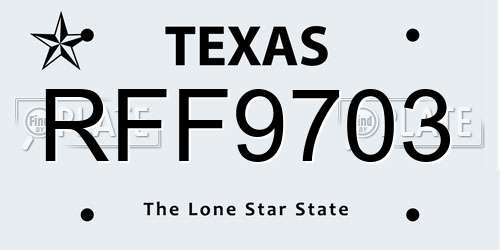 RFF9703 Texas License Plate