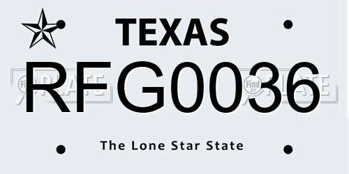 RFG0036 Texas License Plate