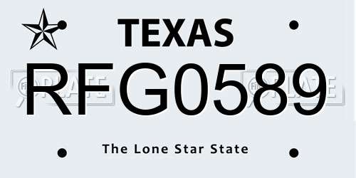RFG0589 Texas License Plate