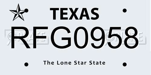 RFG0958 Texas License Plate