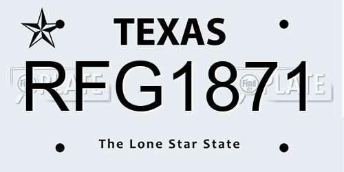 RFG1871 Texas License Plate