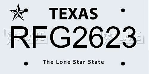 RFG2623 Texas License Plate