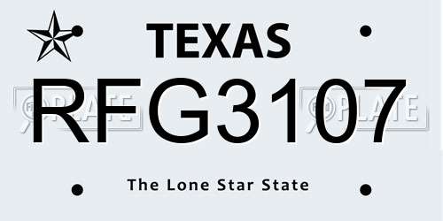 RFG3107 Texas License Plate