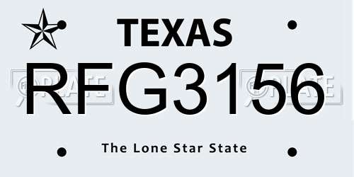 RFG3156 Texas License Plate