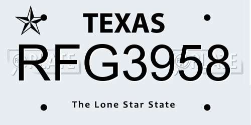 RFG3958 Texas License Plate