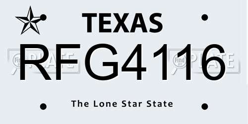 RFG4116 Texas License Plate