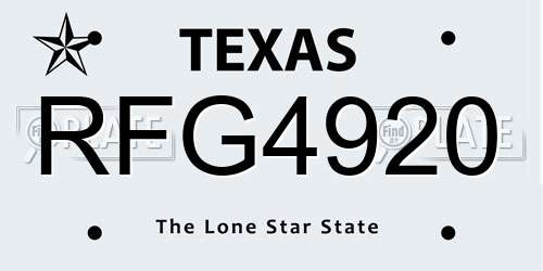 RFG4920 Texas License Plate