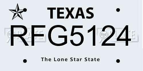 RFG5124 Texas License Plate