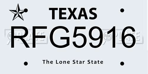 RFG5916 Texas License Plate