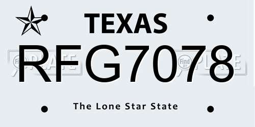 RFG7078 Texas License Plate