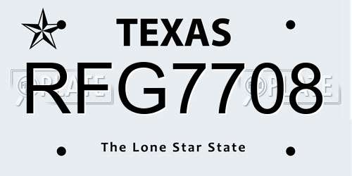 RFG7708 Texas License Plate