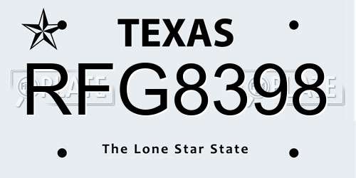 RFG8398 Texas License Plate