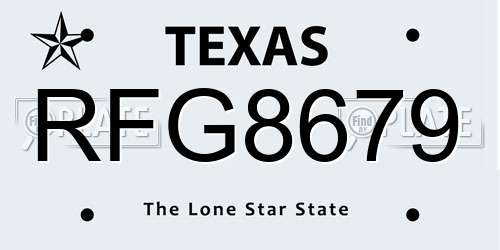 RFG8679 Texas License Plate