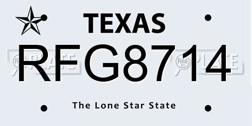 RFG8714 Texas License Plate
