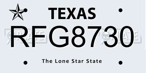 RFG8730 Texas License Plate