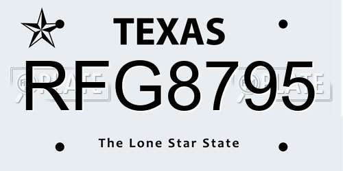 RFG8795 Texas License Plate