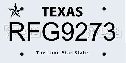 RFG9273 Texas License Plate