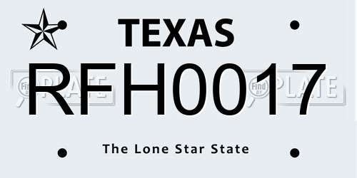 RFH0017 Texas License Plate