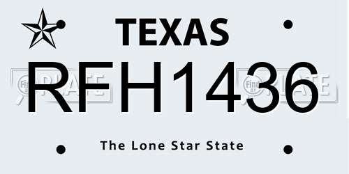 RFH1436 Texas License Plate
