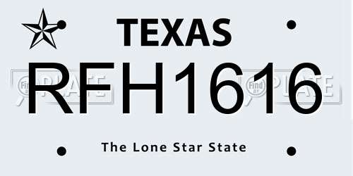 RFH1616 Texas License Plate