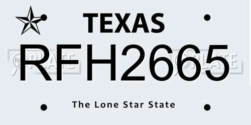 RFH2665 Texas License Plate