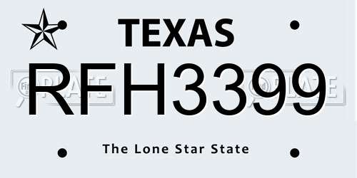 RFH3399 Texas License Plate
