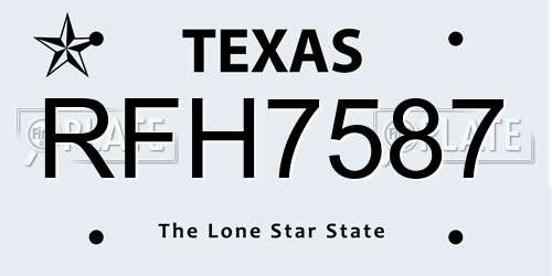 RFH7587 Texas License Plate