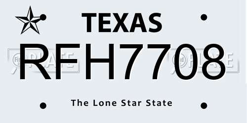 RFH7708 Texas License Plate