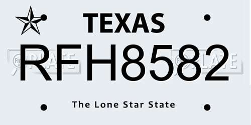RFH8582 Texas License Plate
