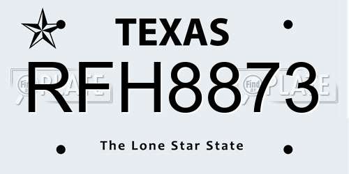 RFH8873 Texas License Plate